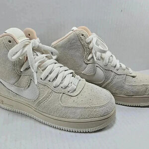 Womens Size 8 Nike Air Force 1 High Top Suede Sculpt Sail Phantom Sesame Shoes